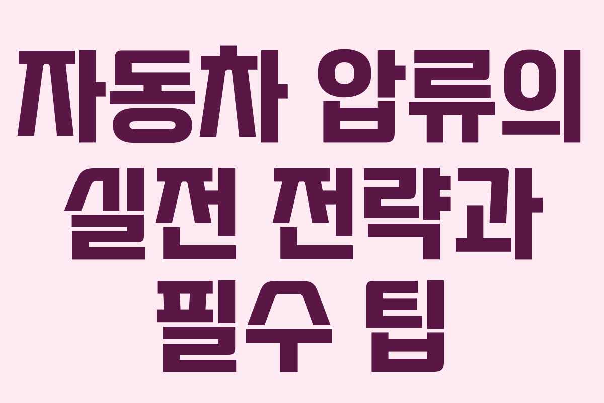 자동차 압류의 실전 전략과 필수 팁