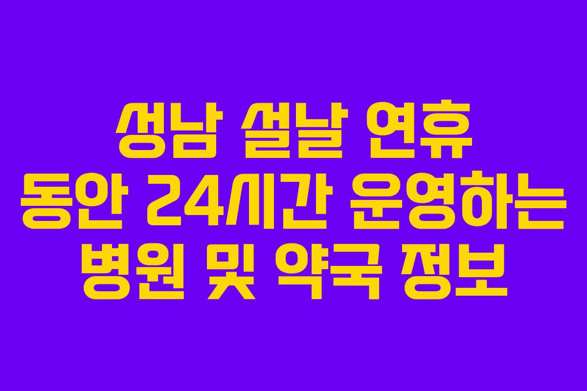 성남 설날 연휴 동안 24시간 운영하는 병원 및 약국 정보