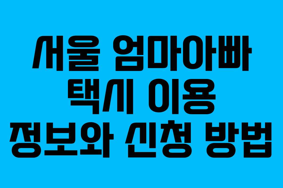 서울 엄마아빠 택시 이용 정보와 신청 방법