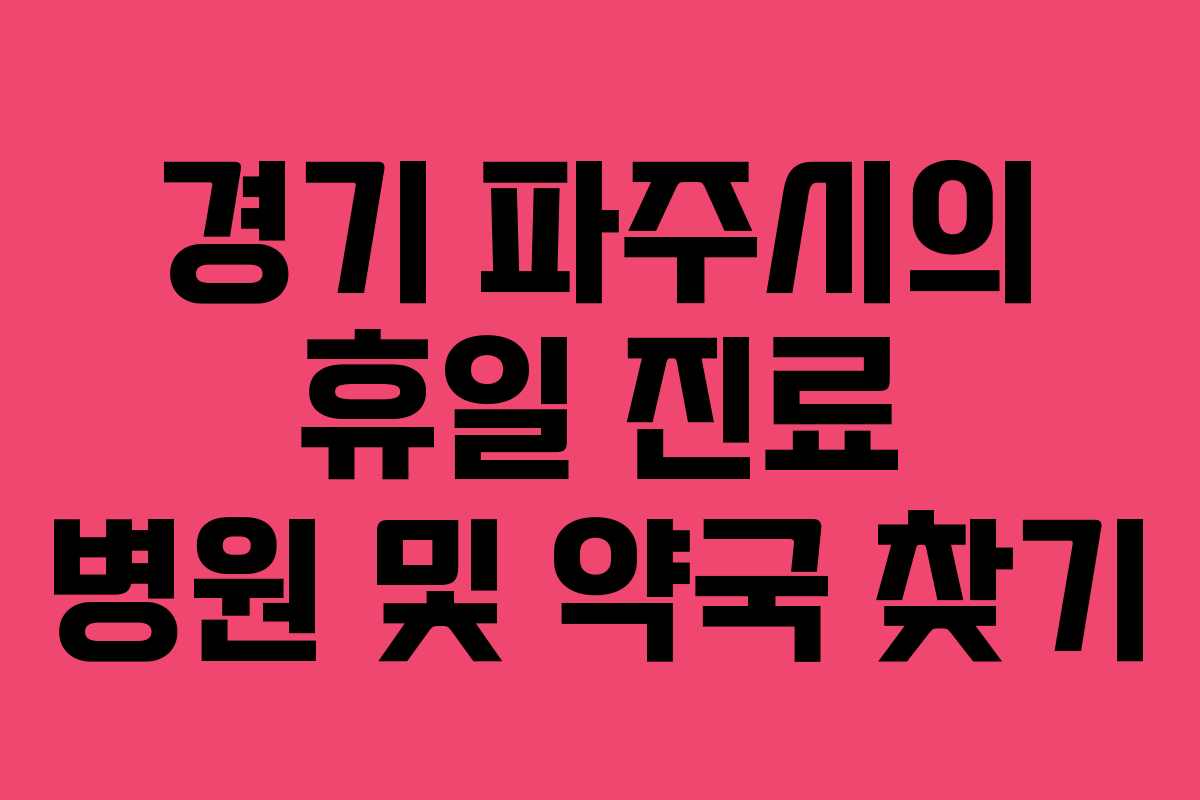 경기 파주시의 휴일 진료 병원 및 약국 찾기