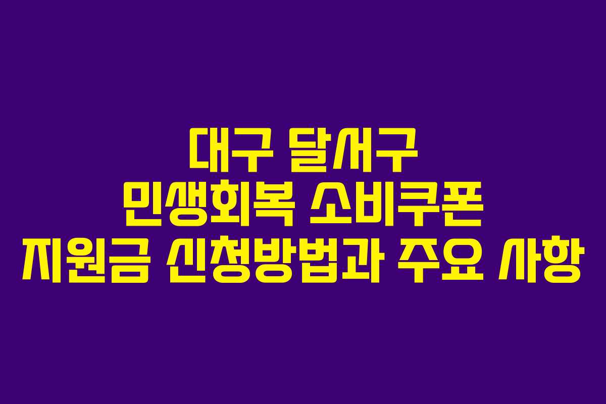 대구 달서구 민생회복 소비쿠폰 지원금 신청방법과 주요 사항
