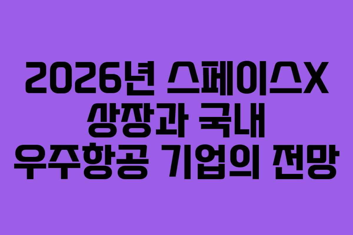 2026년 스페이스X 상장과 국내 우주항공 기업의 전망
