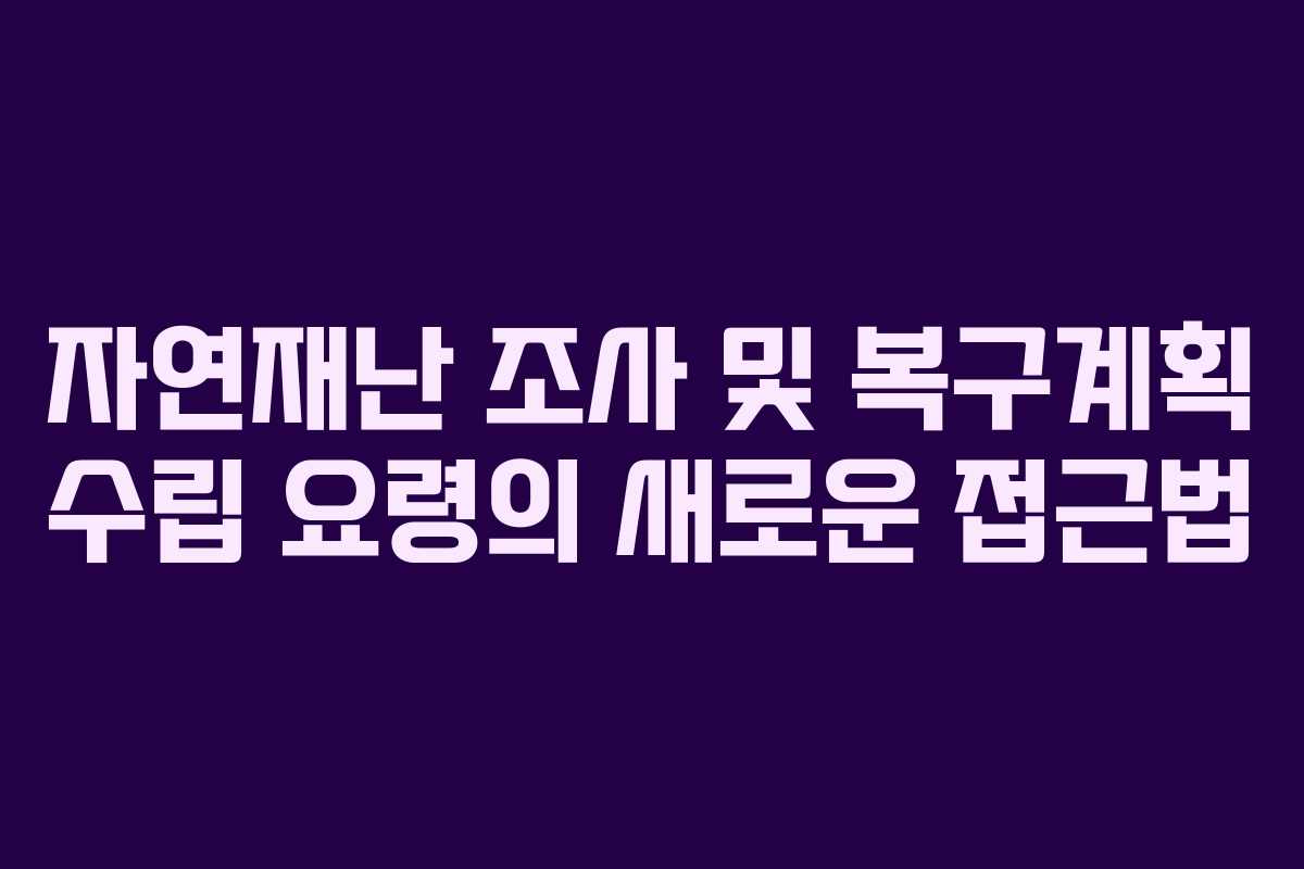 자연재난 조사 및 복구계획 수립 요령의 새로운 접근법