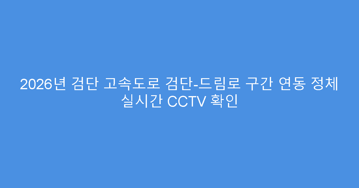 2026년 검단 고속도로 검단-드림로 구간 연동 정체 실시간 CCTV 확인
