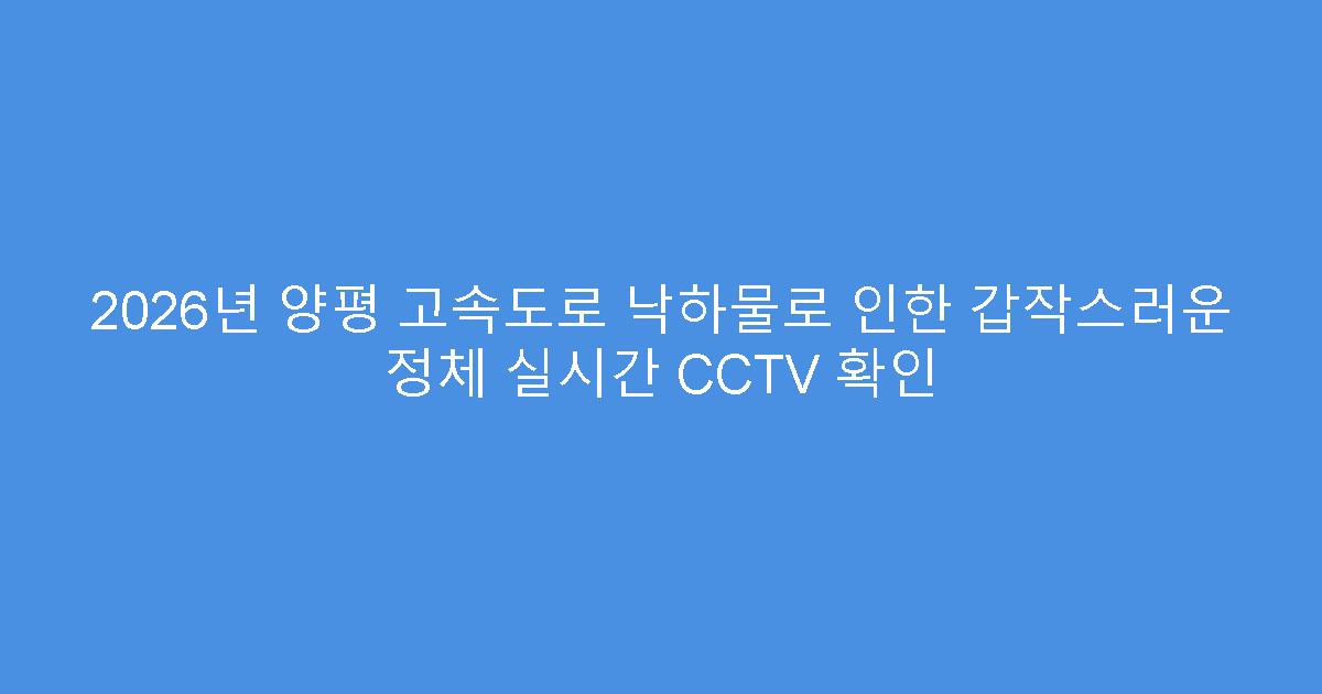 2026년 양평 고속도로 낙하물로 인한 갑작스러운 정체 실시간 CCTV 확인