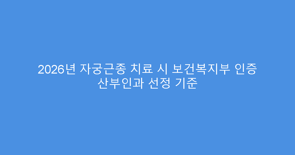 2026년 자궁근종 치료 시 보건복지부 인증 산부인과 선정 기준