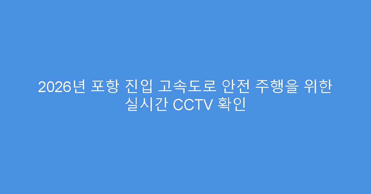 2026년 포항 진입 고속도로 안전 주행을 위한 실시간 CCTV 확인