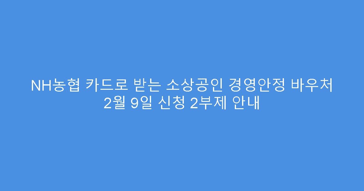 NH농협 카드로 받는 소상공인 경영안정 바우처 2월 9일 신청 2부제 안내