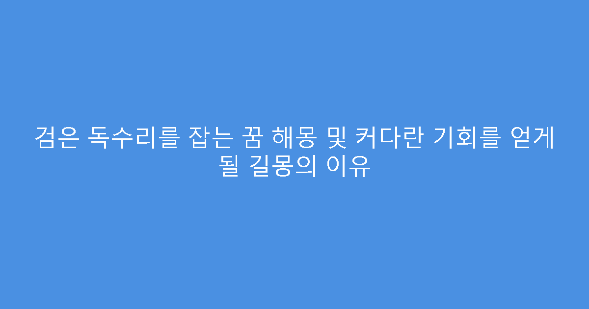 검은 독수리를 잡는 꿈 해몽 및 커다란 기회를 얻게 될 길몽의 이유