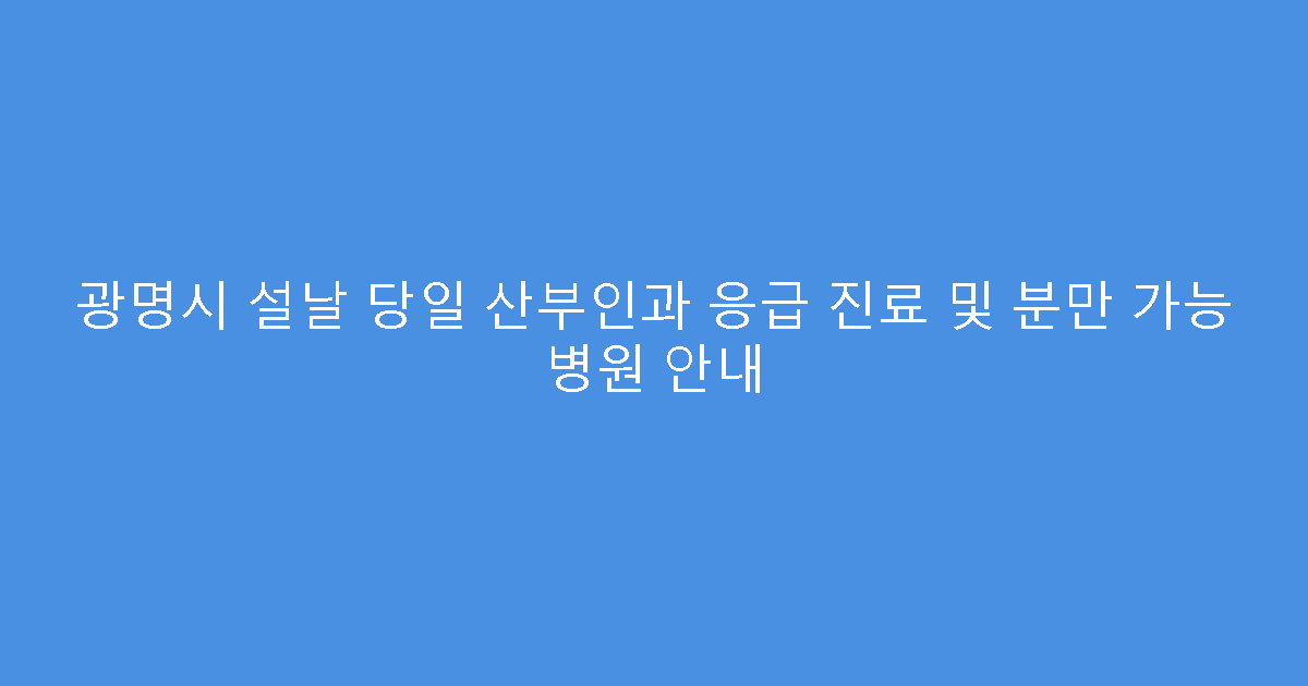 광명시 설날 당일 산부인과 응급 진료 및 분만 가능 병원 안내