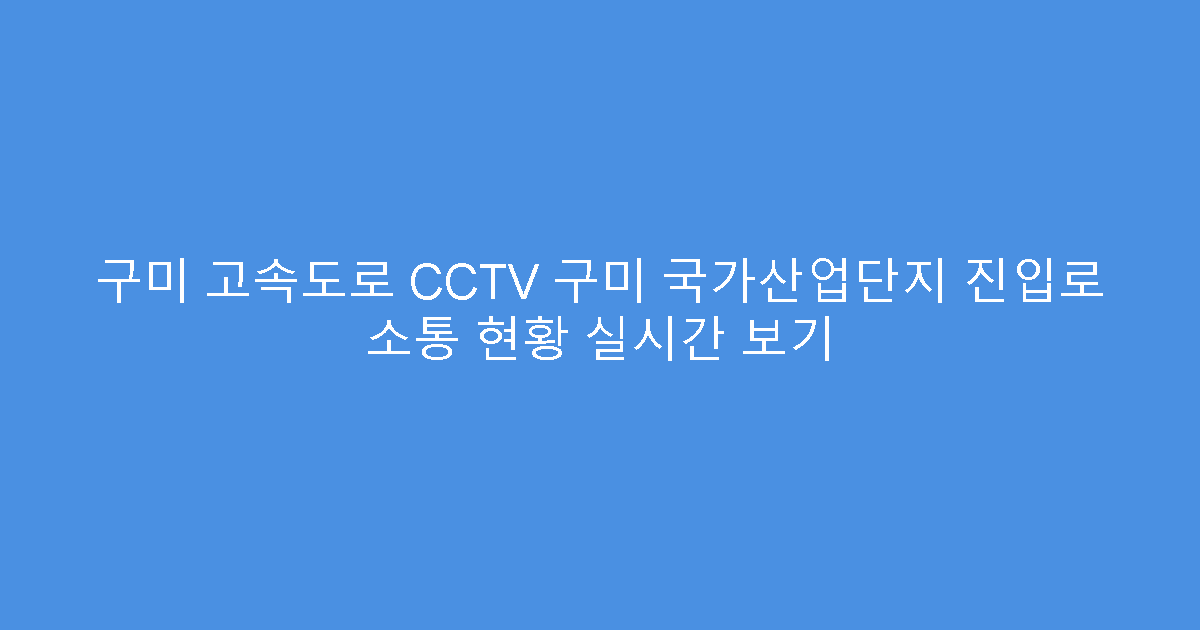 구미 고속도로 CCTV 구미 국가산업단지 진입로 소통 현황 실시간 보기