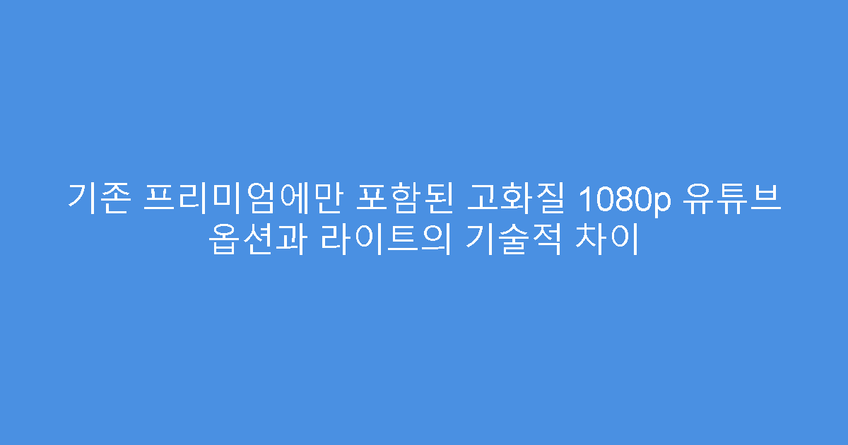 기존 프리미엄에만 포함된 고화질 1080p 유튜브 옵션과 라이트의 기술적 차이