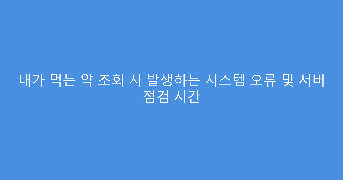 내가 먹는 약 조회 시 발생하는 시스템 오류 및 서버 점검 시간