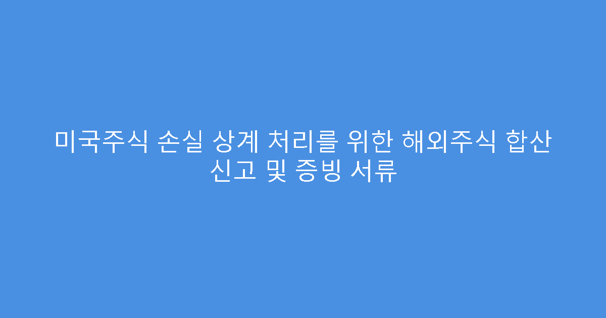 미국주식 손실 상계 처리를 위한 해외주식 합산 신고 및 증빙 서류