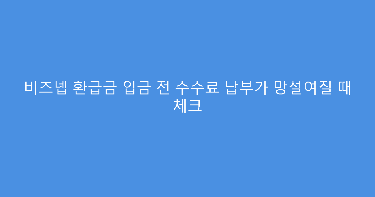 비즈넵 환급금 입금 전 수수료 납부가 망설여질 때 체크