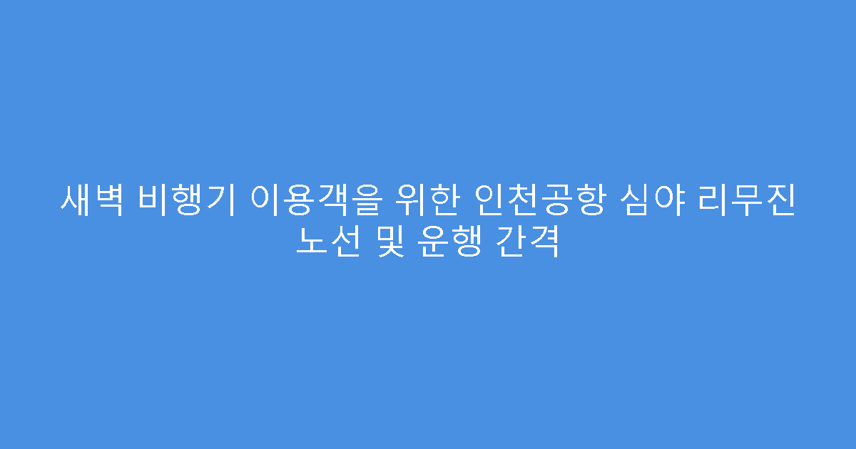 새벽 비행기 이용객을 위한 인천공항 심야 리무진 노선 및 운행 간격
