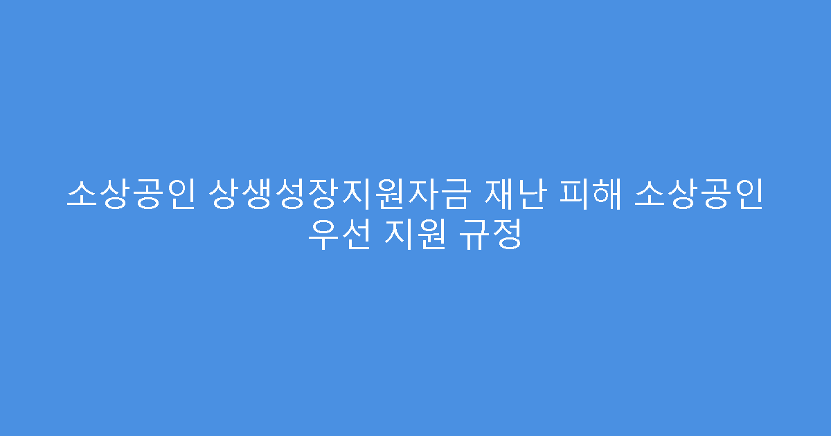 소상공인 상생성장지원자금 재난 피해 소상공인 우선 지원 규정