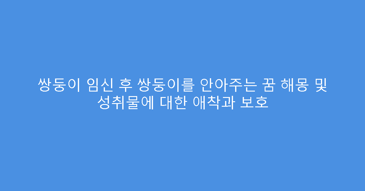 쌍둥이 임신 후 쌍둥이를 안아주는 꿈 해몽 및 성취물에 대한 애착과 보호