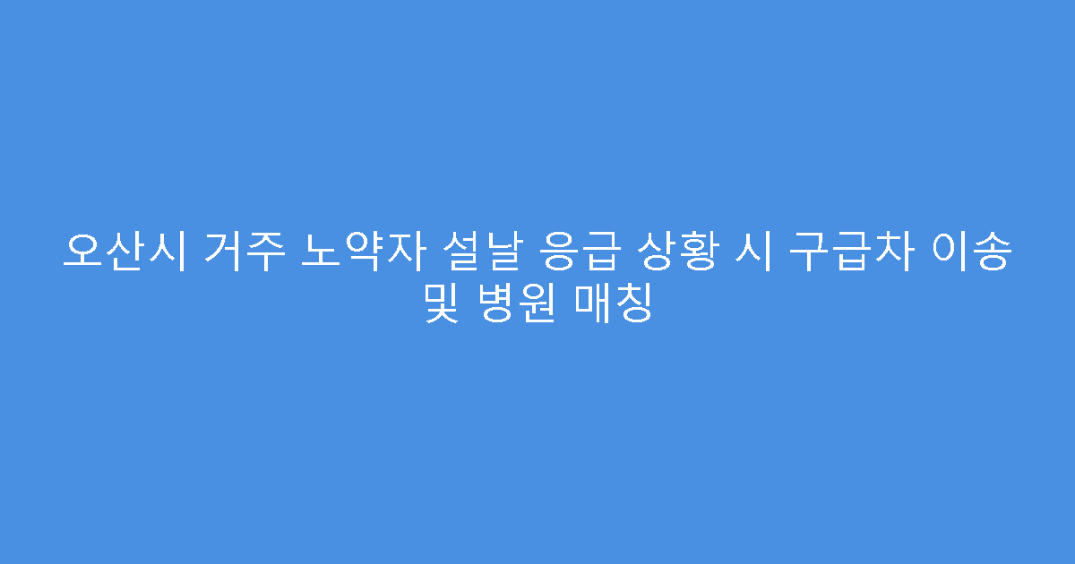 오산시 거주 노약자 설날 응급 상황 시 구급차 이송 및 병원 매칭
