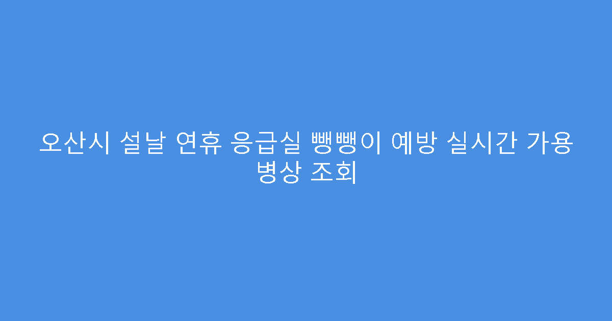 오산시 설날 연휴 응급실 뺑뺑이 예방 실시간 가용 병상 조회