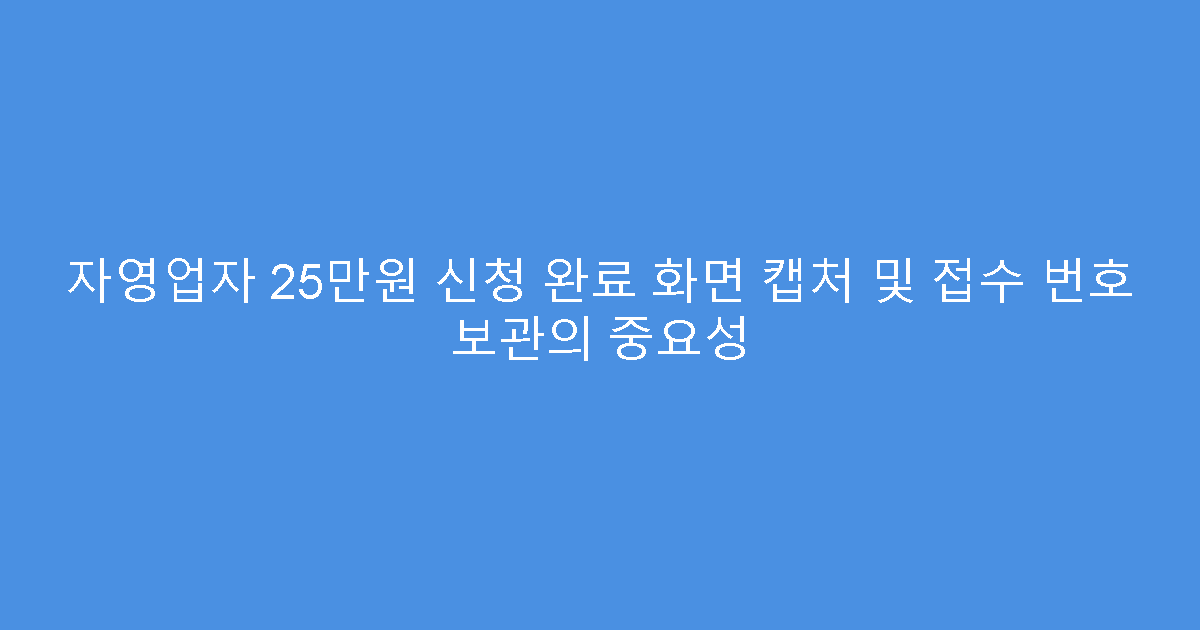 자영업자 25만원 신청 완료 화면 캡처 및 접수 번호 보관의 중요성
