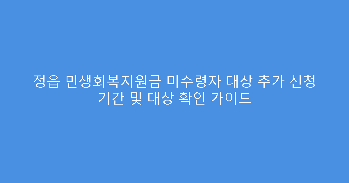 정읍 민생회복지원금 미수령자 대상 추가 신청 기간 및 대상 확인 가이드