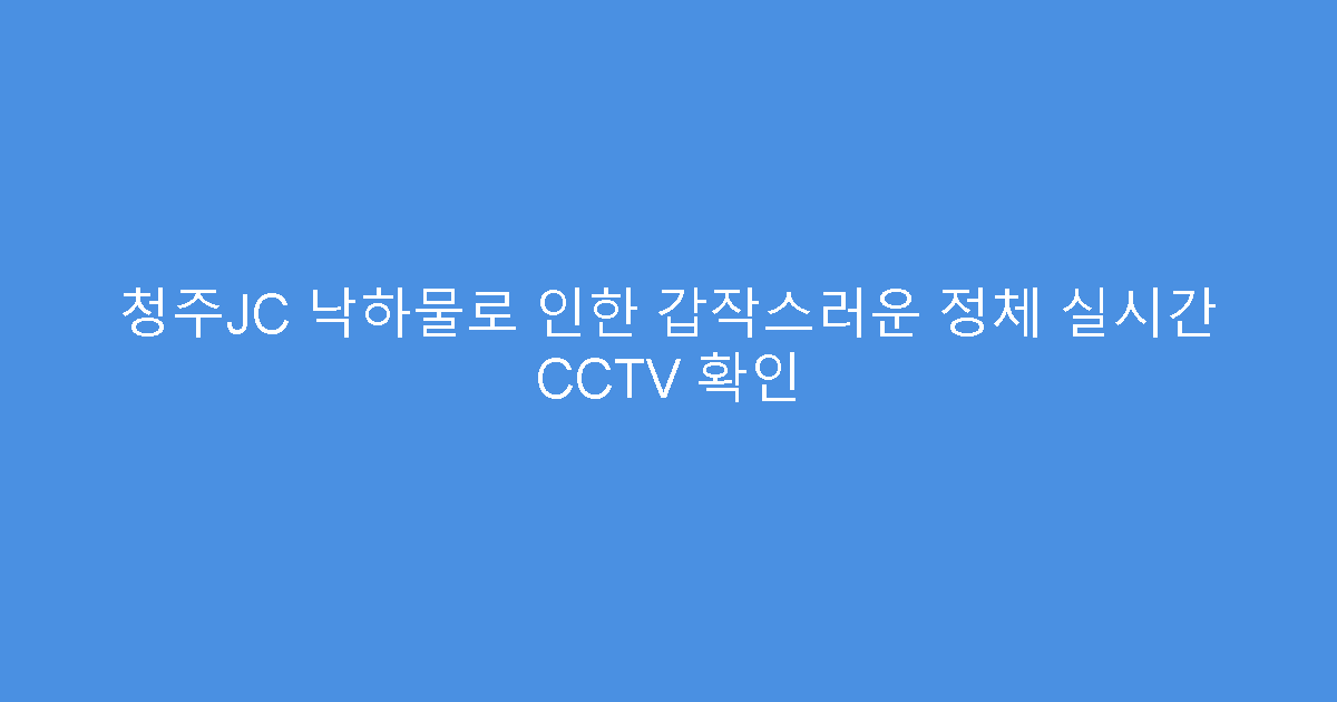 청주JC 낙하물로 인한 갑작스러운 정체 실시간 CCTV 확인