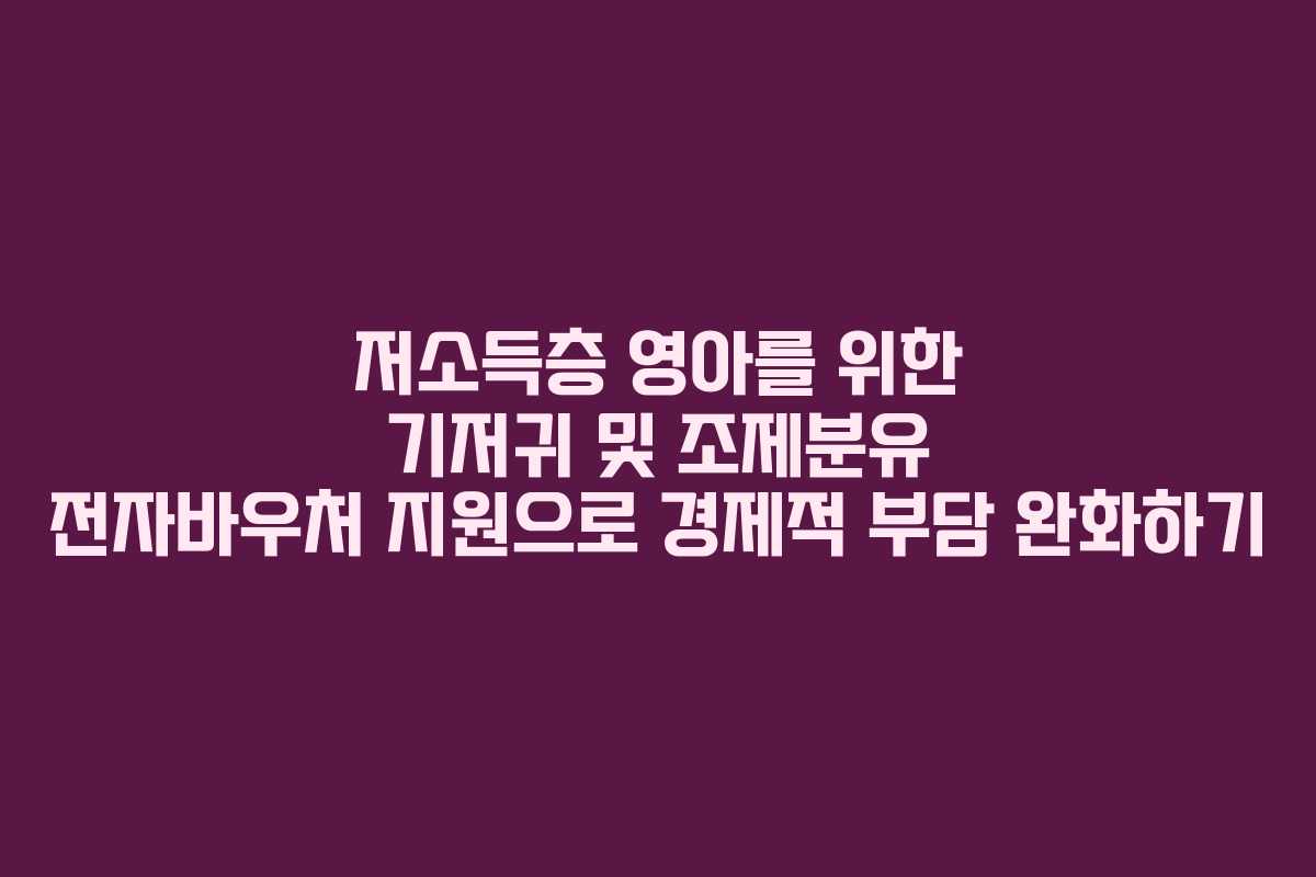 저소득층 영아를 위한 기저귀 및 조제분유 전자바우처 지원으로 경제적 부담 완화하기
