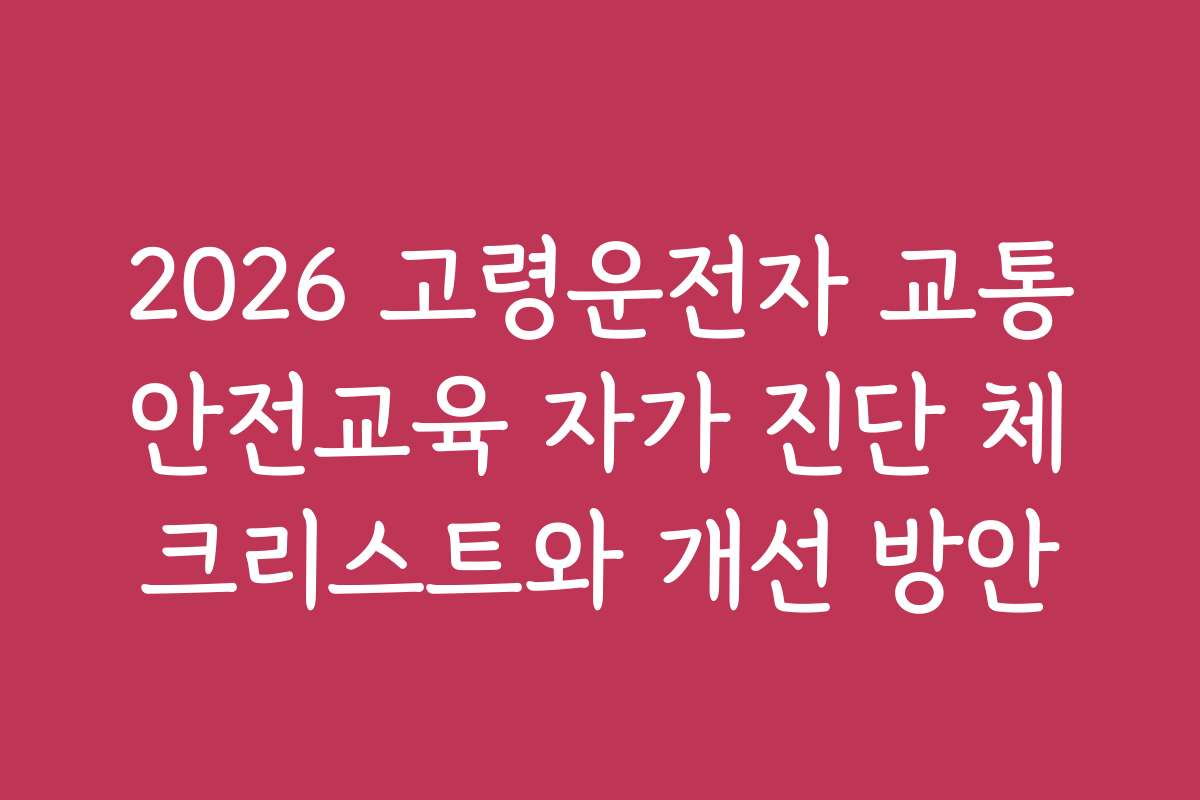 2026 고령운전자 교통안전교육 자가 진단 체크리스트와 개선 방안