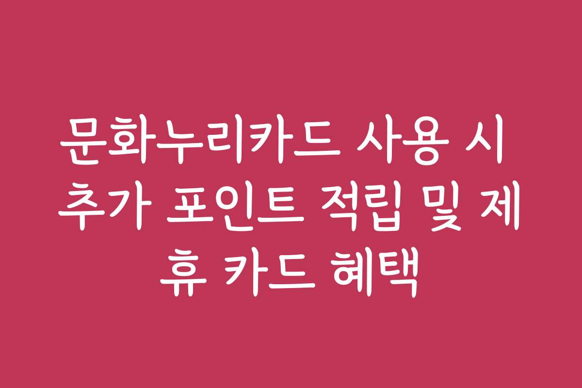 문화누리카드 사용 시 추가 포인트 적립 및 제휴 카드 혜택