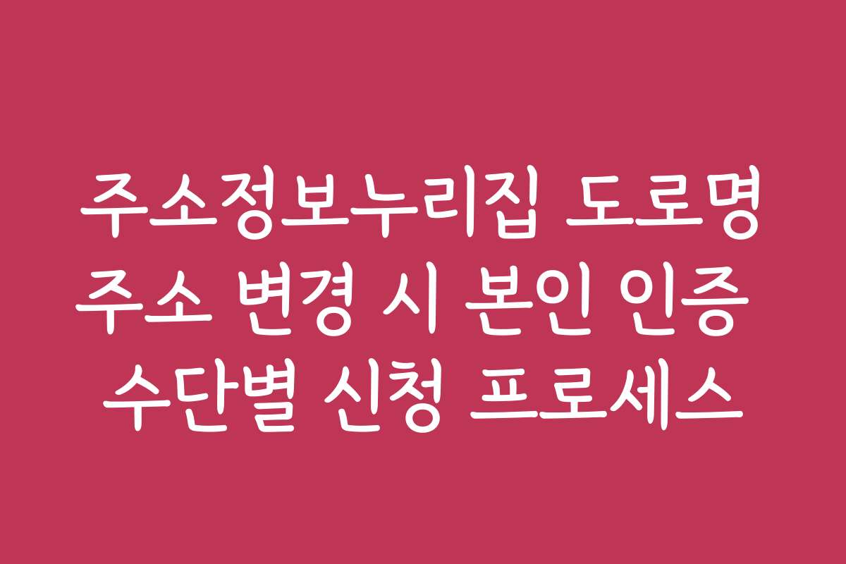 주소정보누리집 도로명주소 변경 시 본인 인증 수단별 신청 프로세스