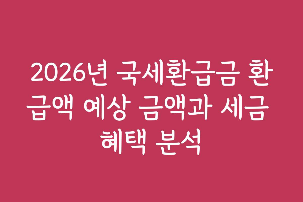 2026년 국세환급금 환급액 예상 금액과 세금 혜택 분석