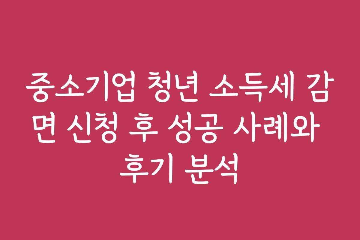 중소기업 청년 소득세 감면 신청 후 성공 사례와 후기 분석