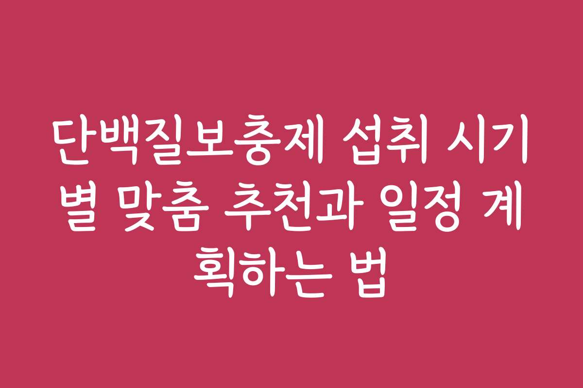 단백질보충제 섭취 시기별 맞춤 추천과 일정 계획하는 법