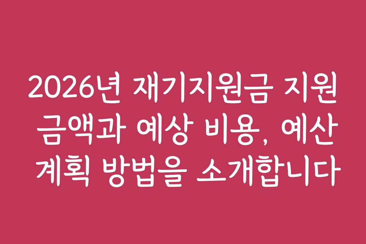 2026년 재기지원금 지원 금액과 예상 비용, 예산 계획 방법을 소개합니다