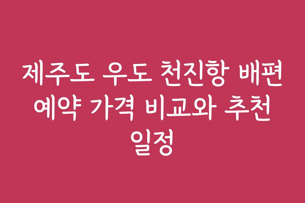 제주도 우도 천진항 배편 예약 가격 비교와 추천 일정
