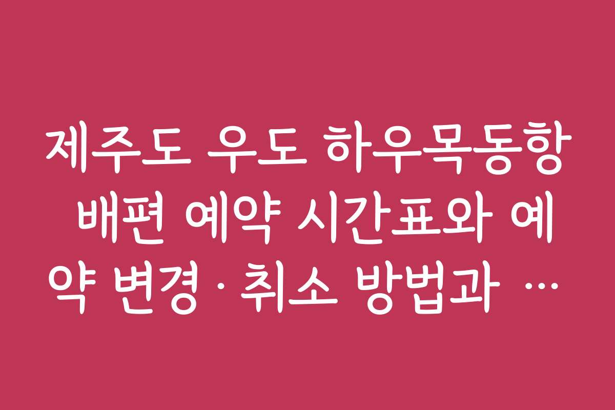 제주도 우도 하우목동항 배편 예약 시간표와 예약 변경·취소 방법과 유의점