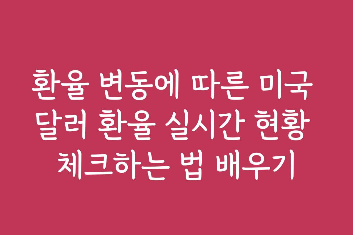 환율 변동에 따른 미국 달러 환율 실시간 현황 체크하는 법 배우기