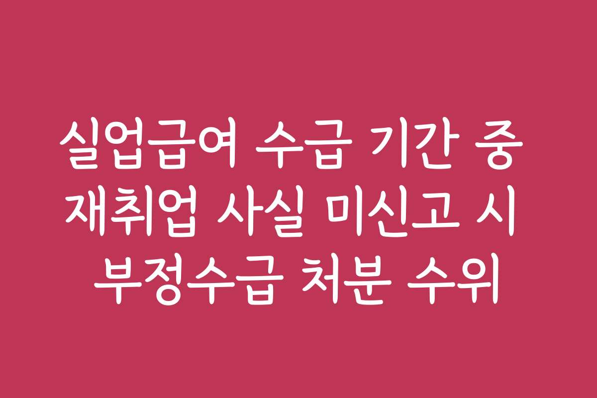 실업급여 수급 기간 중 재취업 사실 미신고 시 부정수급 처분 수위