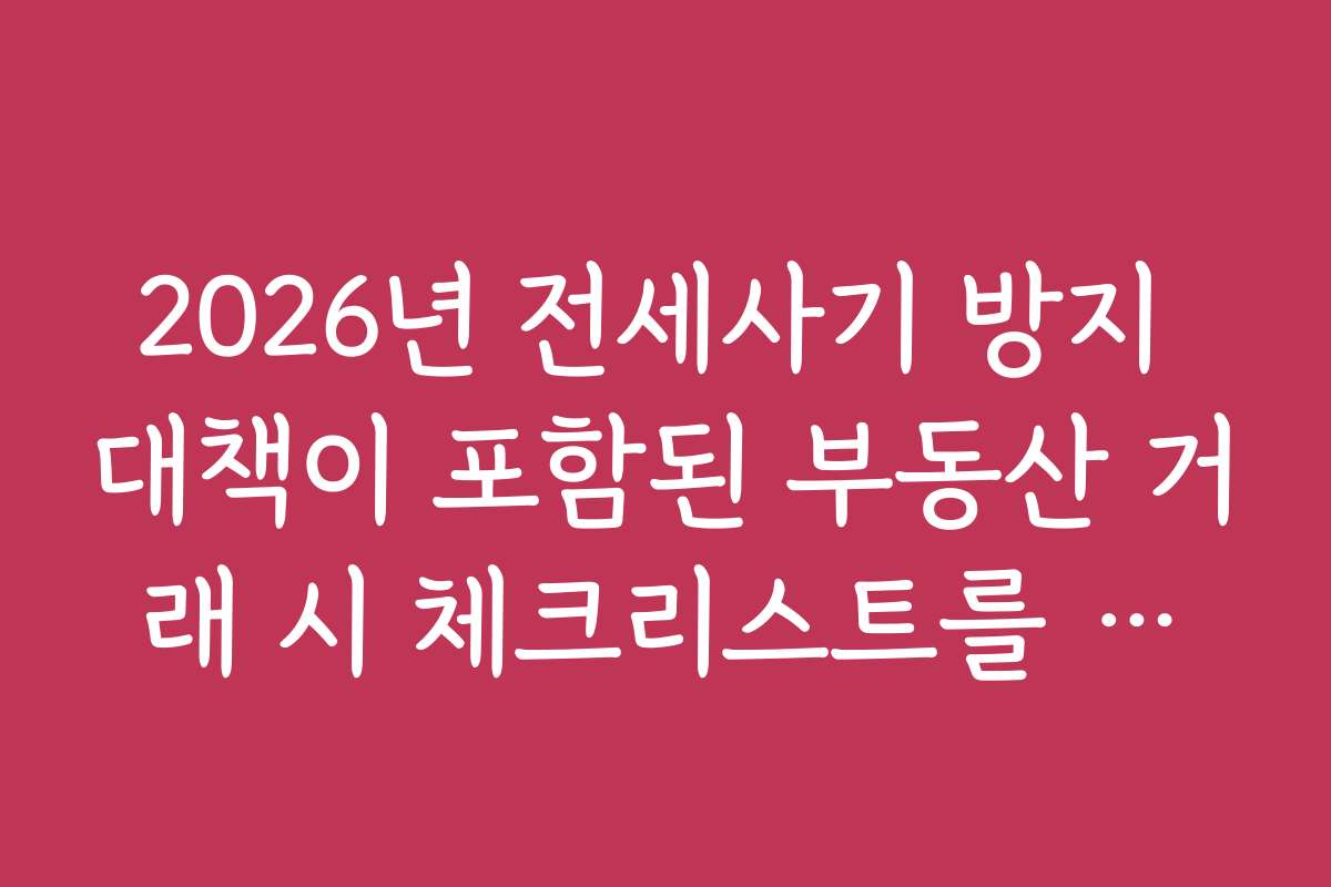2026년 전세사기 방지 대책이 포함된 부동산 거래 시 체크리스트를 참고하세요