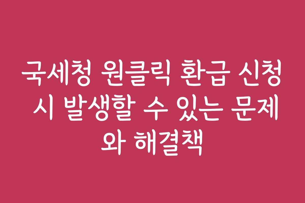 국세청 원클릭 환급 신청 시 발생할 수 있는 문제와 해결책