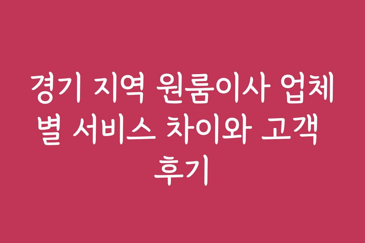 경기 지역 원룸이사 업체별 서비스 차이와 고객 후기