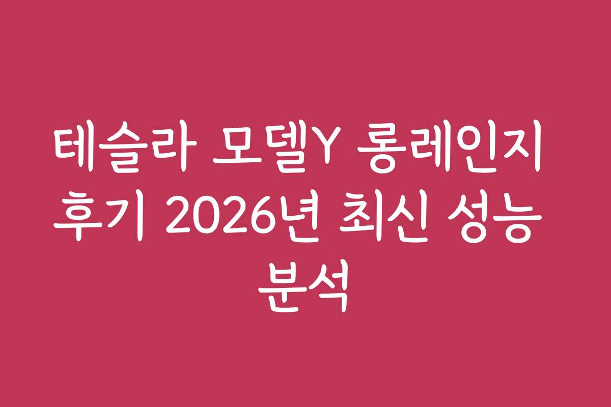 테슬라 모델Y 롱레인지 후기 2026년 최신 성능 분석