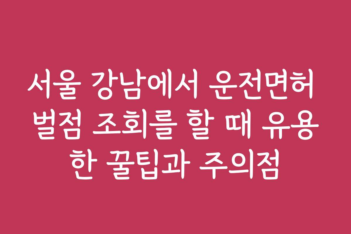 서울 강남에서 운전면허 벌점 조회를 할 때 유용한 꿀팁과 주의점