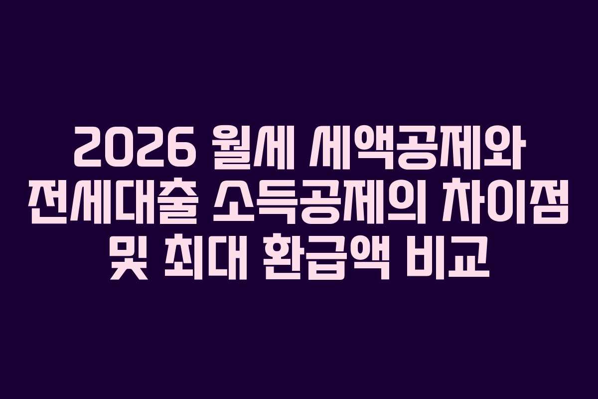 2026 월세 세액공제와 전세대출 소득공제의 차이점 및 최대 환급액 비교
