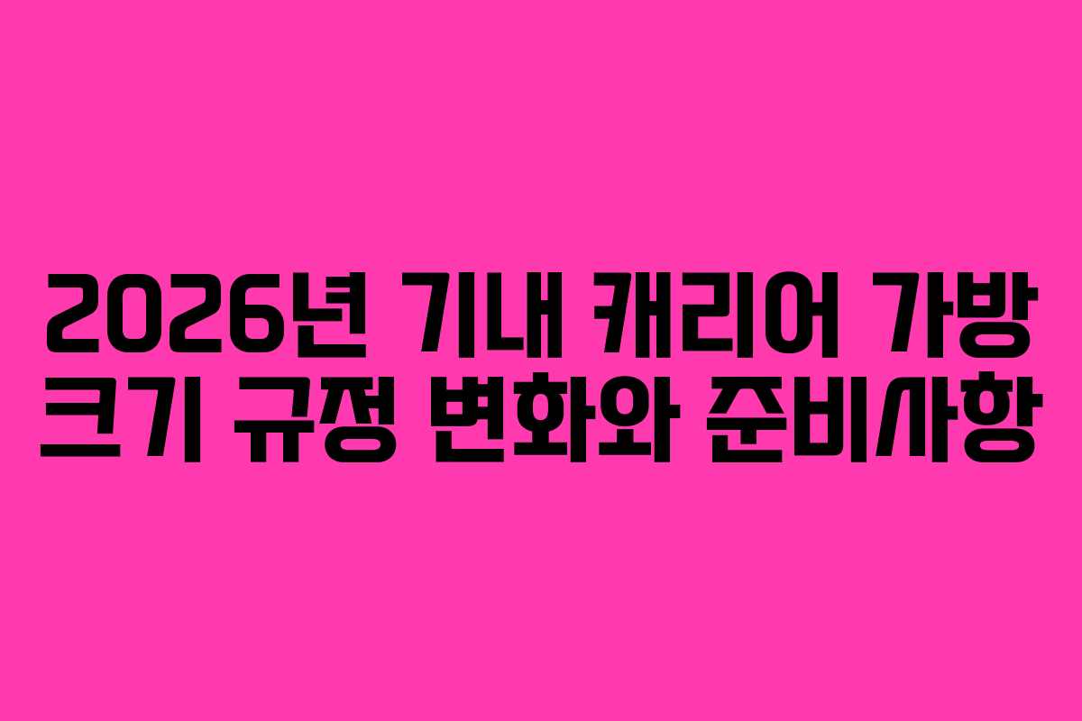 2026년 기내 캐리어 가방 크기 규정 변화와 준비사항