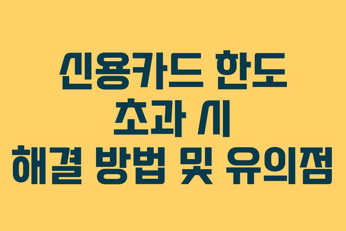 신용카드 한도 초과 시 해결 방법 및 유의점