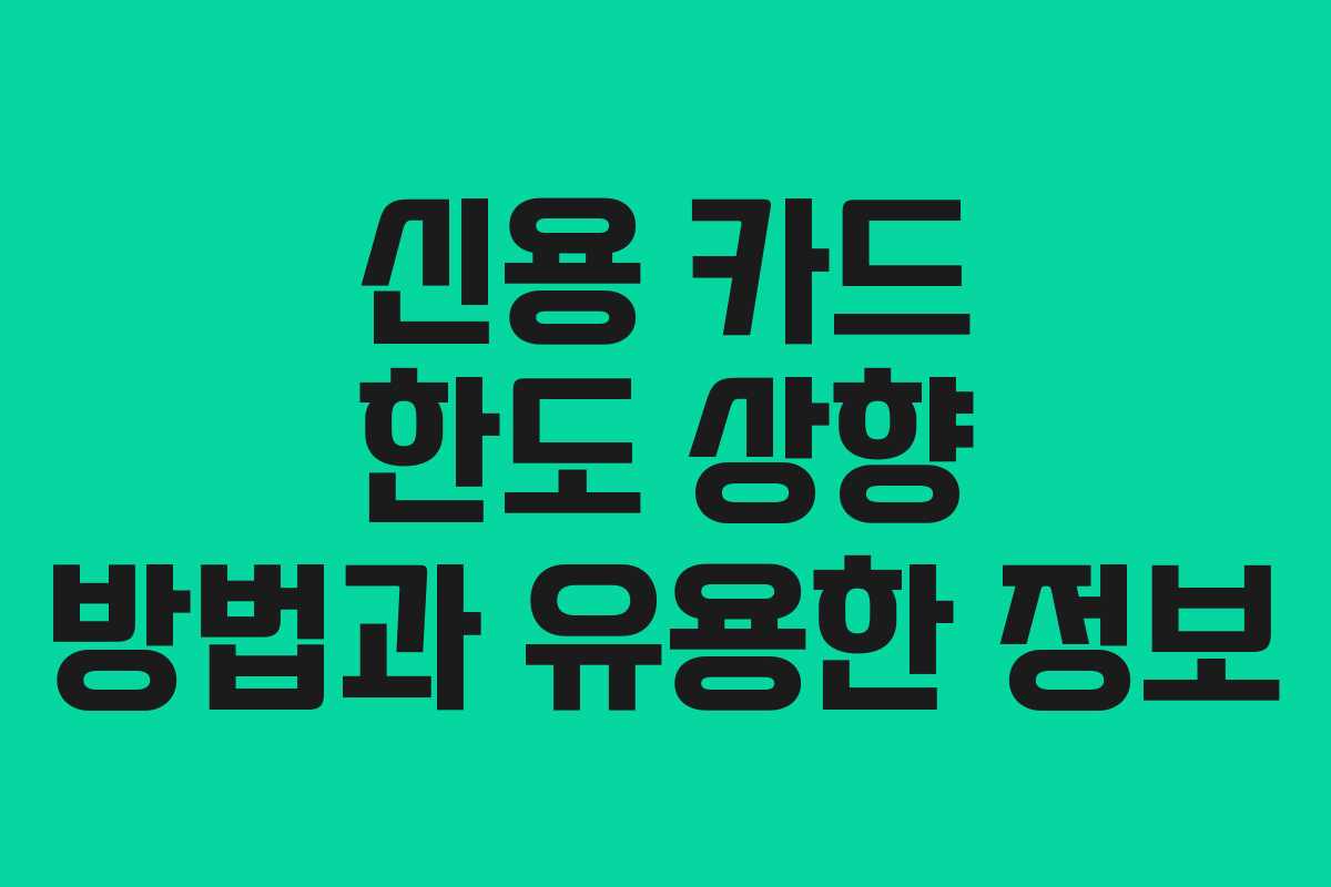 신용 카드 한도 상향 방법과 유용한 정보