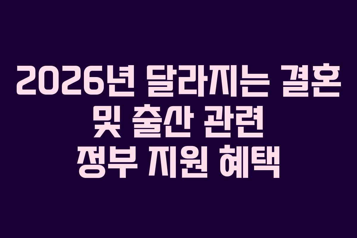 2026년 달라지는 결혼 및 출산 관련 정부 지원 혜택
