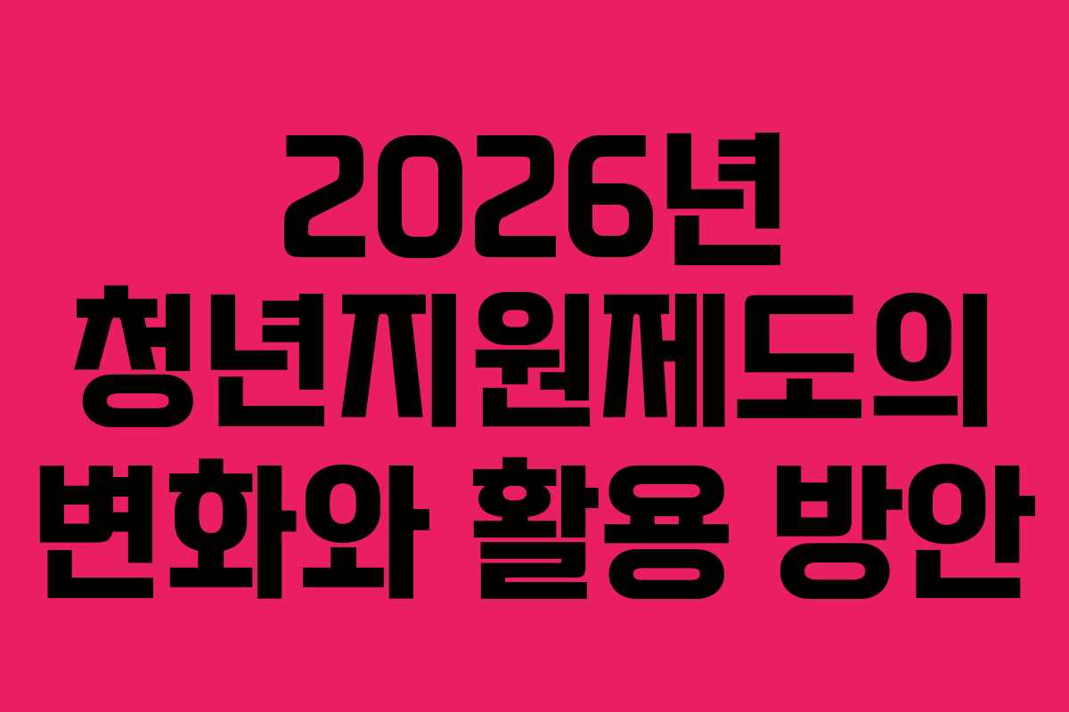 2026년 청년지원제도의 변화와 활용 방안
